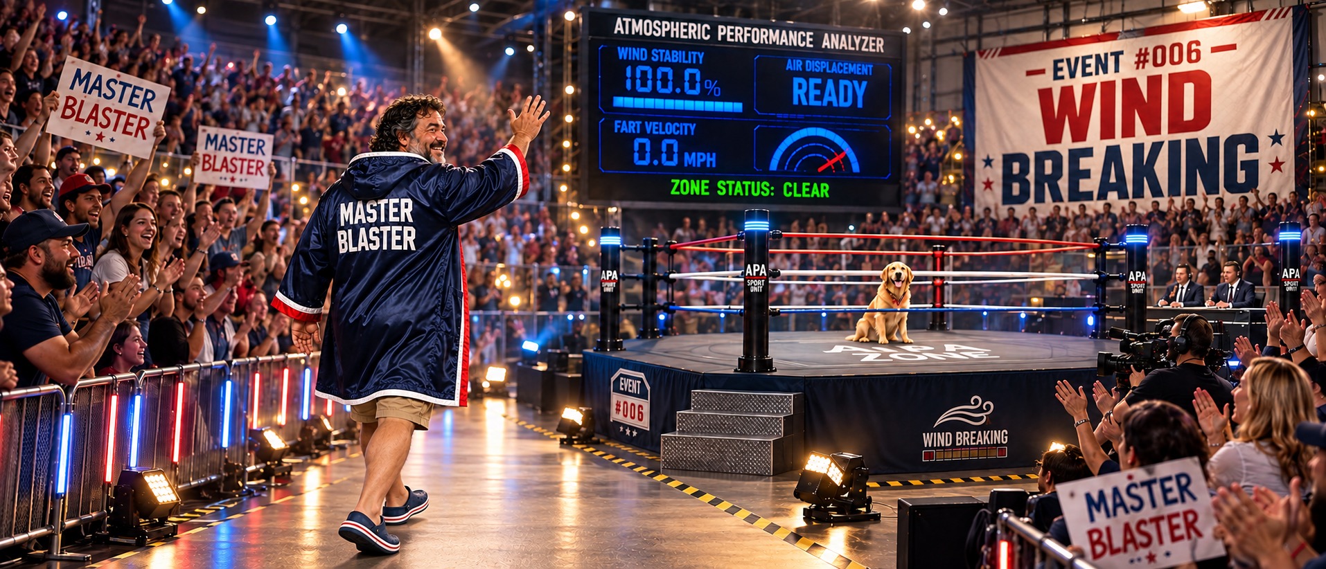 Wind Breaking competitor Master Blaster enters the arena
